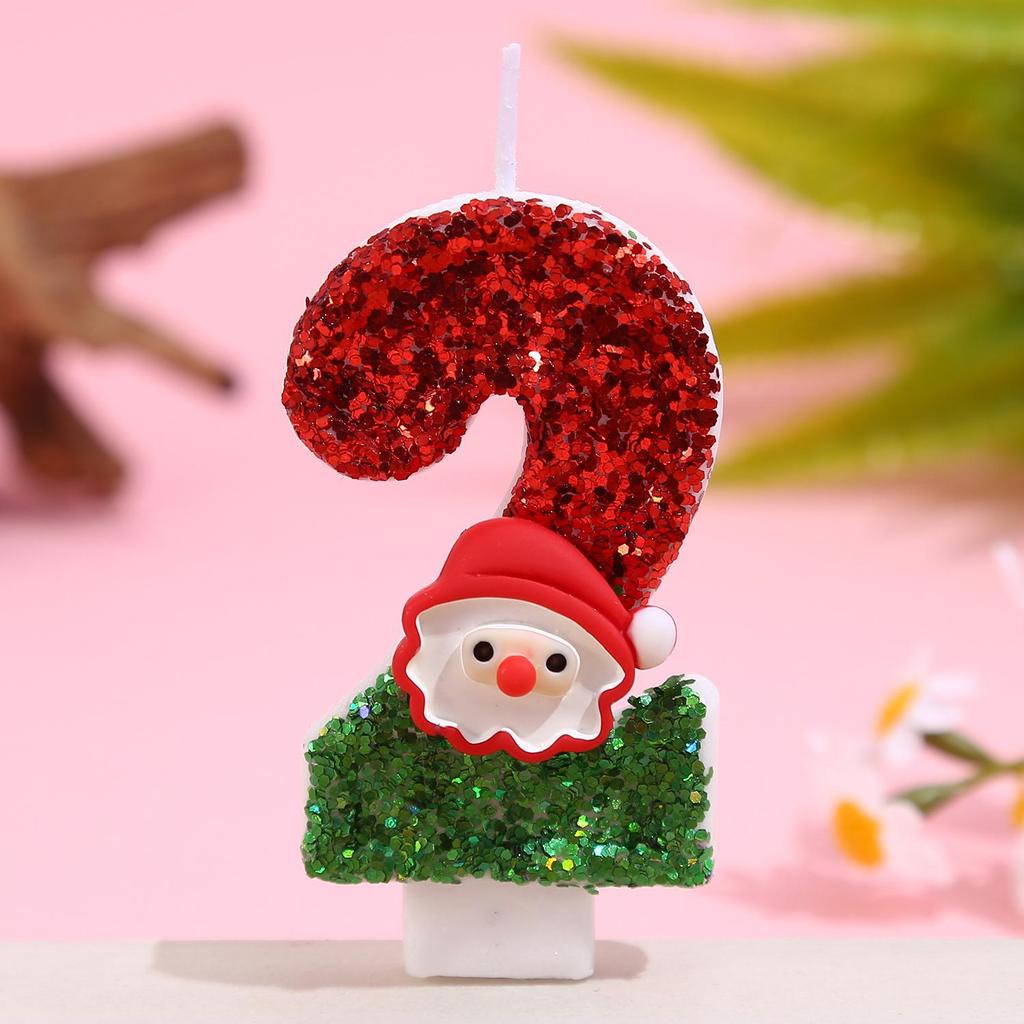 Festive Santa Cake Candles: Glittery Christmas Decoration for Birthday & Party Atmosphere