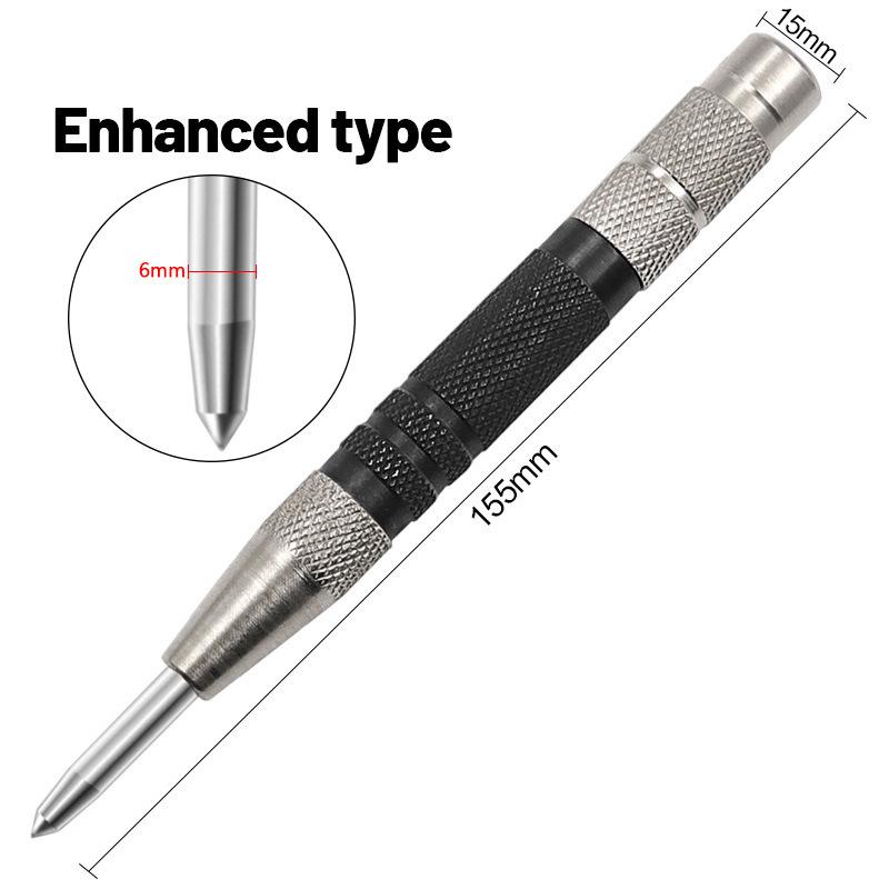 Silver-Black Automatic Center Punch and Window Breaker, 128mm/155mm