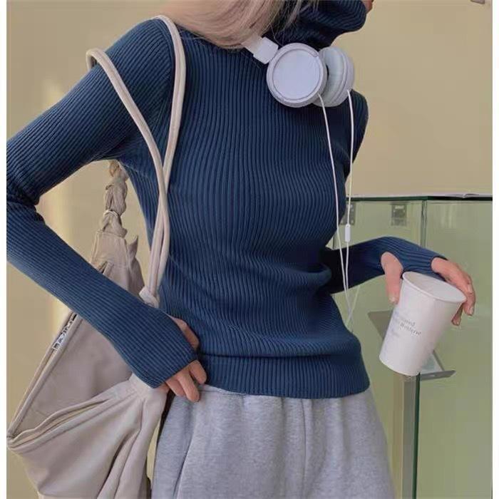 

Женский осенний свитер с высоким воротником, вязаные мягкие пуловеры, кашемировые джемперы, базовые мягкие свитера для женщин, осень-зима One Size темно-синий