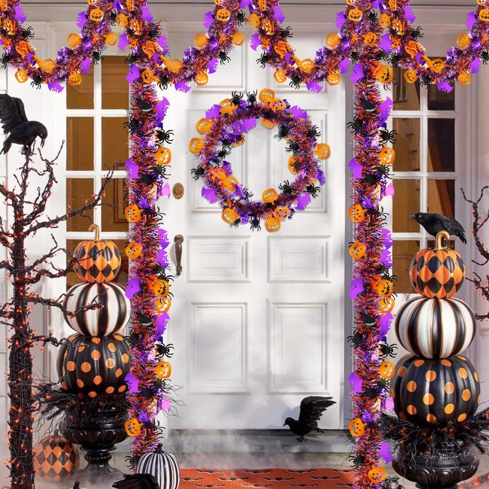 Shiny Metallic Halloween Twist Garland Halloween Ribbon Garland  Haunted House Decoration