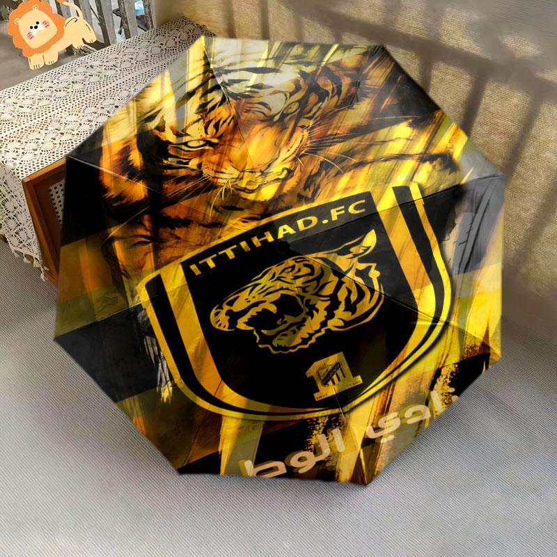 1 PC Automatic Folding Umbrella - Al-Ittihad FC Pattern, Portable & Foldable Design with 8 Ribs, Christmas Birthday Gifts