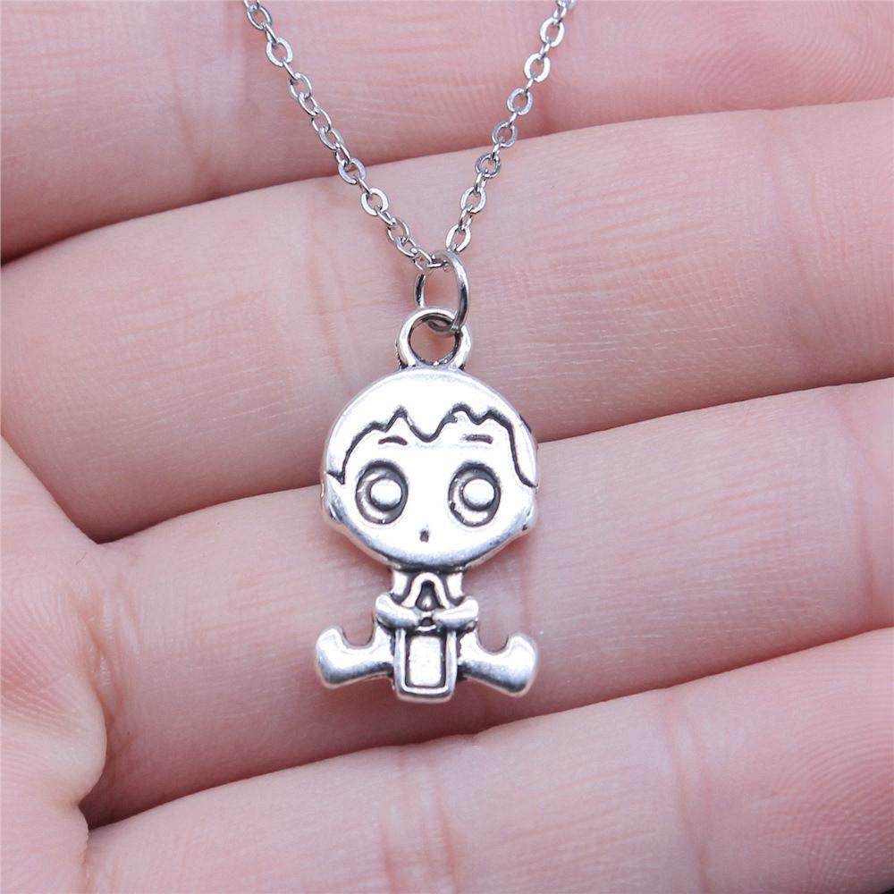 Peach Heart Angel Wings Sweet Pendant Antique Silver Metal Boys Collar Necklace High Quality Gift