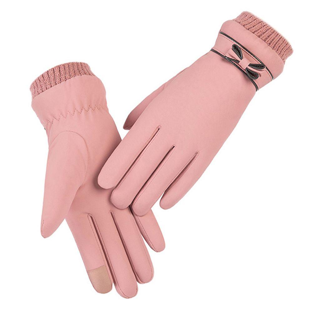 Leder Dick Thermisch Trendig Touchscreen Fäustlinge Vollfingerhandschuhe Damen Handschuhe Winterhandschuhe