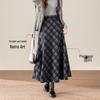 Women's Retro Plaid Wool A-Line Skirt