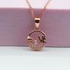 Exquisite Russian 585 Purple Gold Hollowed-Out Love Pendant, Fashionable And Shiny Rose Gold-Plated Smart Zircon Necklace.