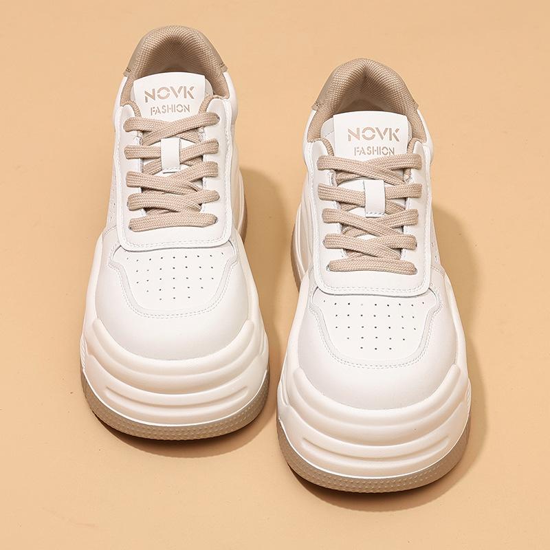 

Women s Thick Bottom Shoes Spring Autumn New Style Versatile White Sneakers Student Soft Bottom Sports Casual Board Shoes 40 бежевый