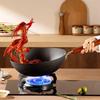Chui Da Huang Healthy Uncoated 32cm Wrought Iron Flat Bottom Wok