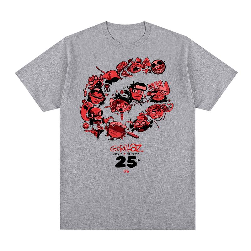 

25th Anniversary Vintage Tshirt Music Band Gorillazs Punk Rock 90s Casual Fashion Cotton Men T shirt New Tee Tshirt Womens Tops S