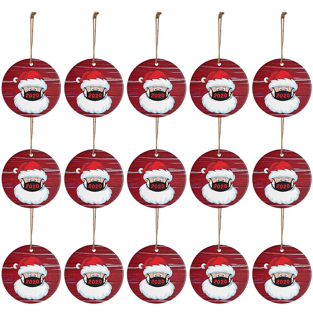 30PC 2020 Christmas Ornament Santa Wearing A Face Mask Decorate Christmas Tree