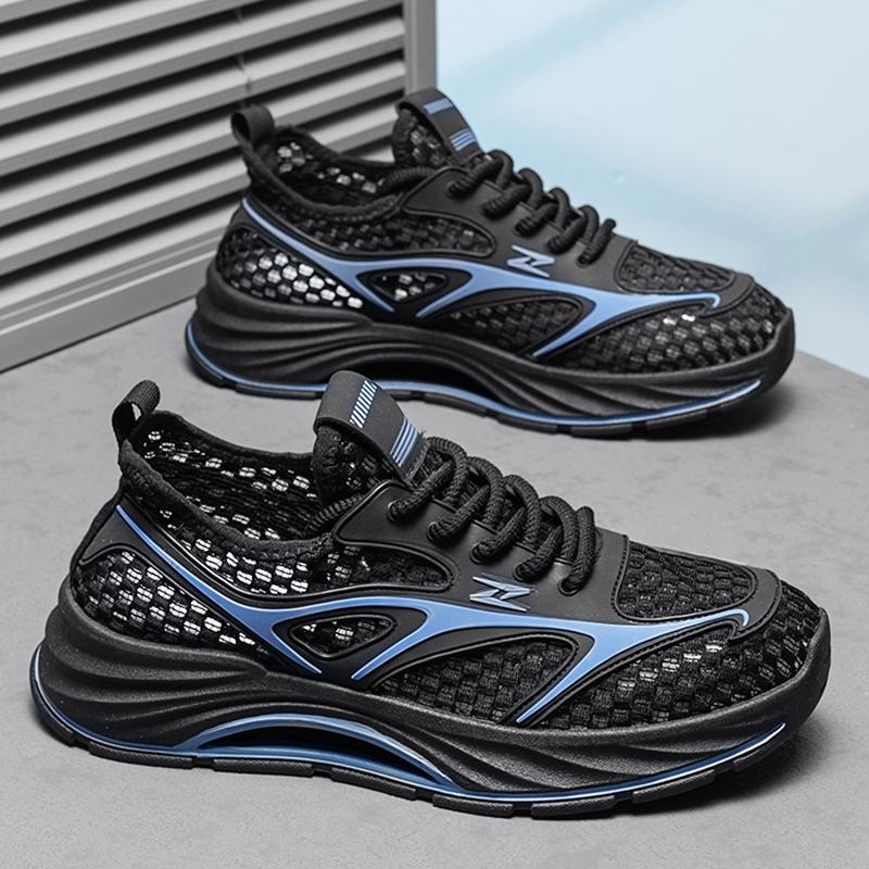 Men's Spring Summer New Lightweight Breathable Mesh Sports Shoes Casual Lazy Style PVC Outsole Non-Leather Leisure Running Shoes