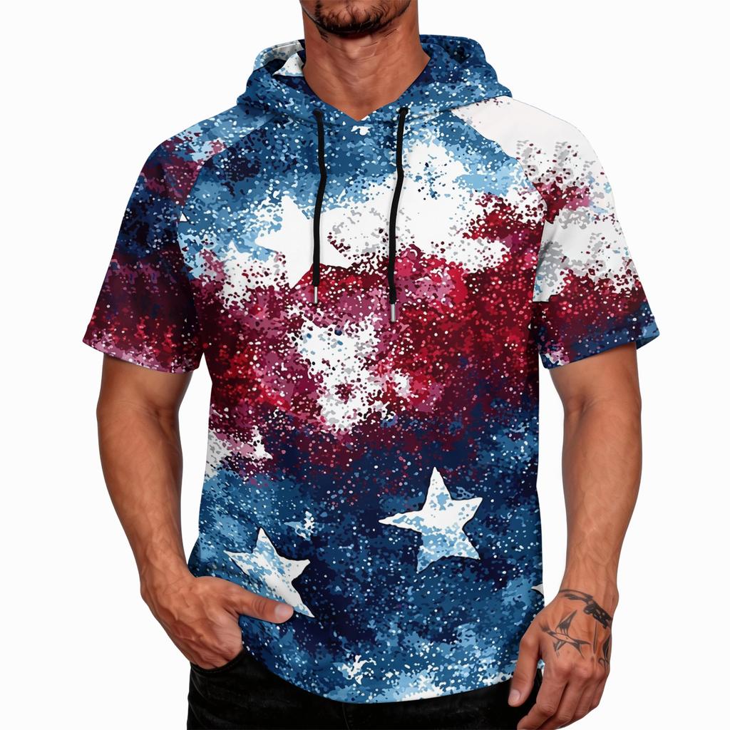 Men's Raglan Sleeve Casual Sport Hoodie Short Sleeve Lightweight Fishing Sun Protection Shirt with Hooded Design