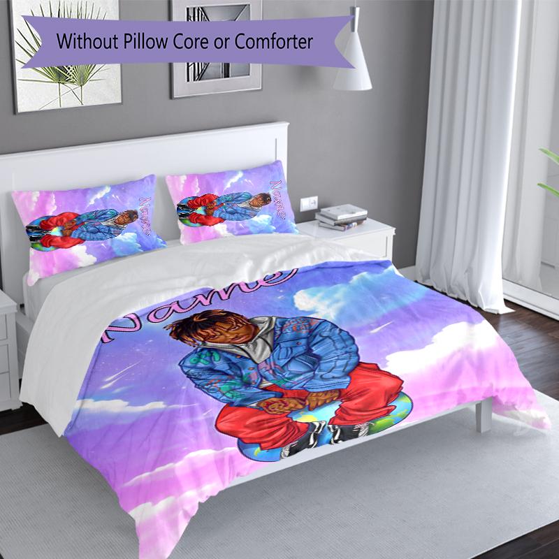 3pcs Custom Name Juice WRLD Set,Includes 1 Duvet Cover and 2 Pillowcases,All-season Bedroom Decor