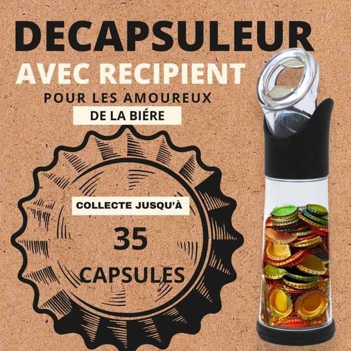 Décapsuleur - RANJI - Avec Récipient Intégré - Écoresponsable - Compact - Idéal pour Cadeau