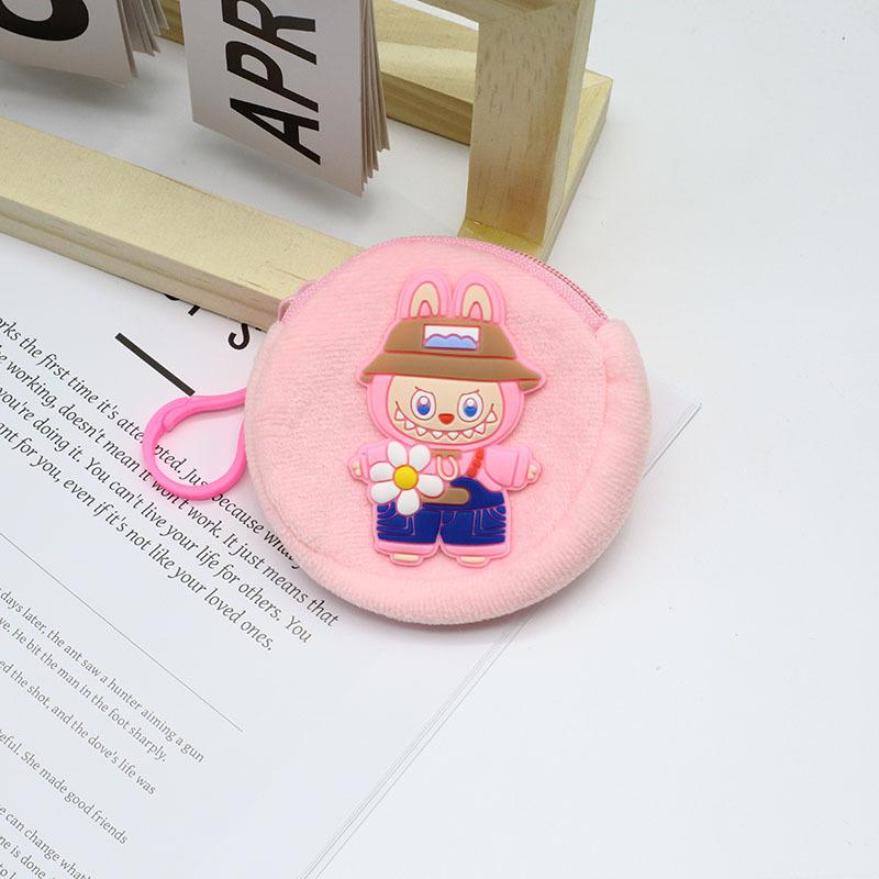 

Милый мультяшный круглый плюшевый кошелек Labubu для монет, ключей, помады, портативная сумка для наушников, студенческий кошелек для мелочи