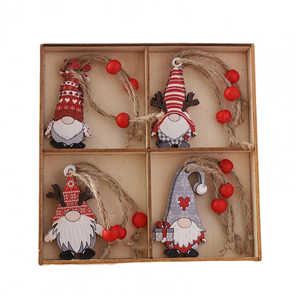 Holiday Charm Ornaments Christmas Gnome Shapes Christmas Wooden Ornaments Set Gnome Gingerbread Man Decorations for Xmas Tree