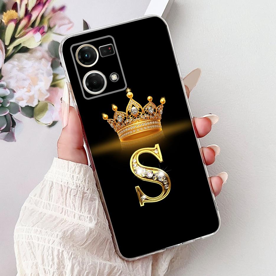 For Oppo F21 Pro 4G Case Reno7 4G CPH2363 New Crown Letters Cover Soft Silicone Phone Case For Oppo Reno8 Reno 7 F21Pro 4G Shell