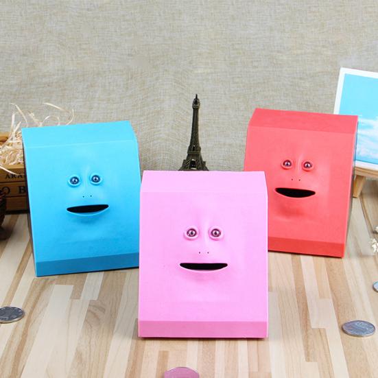 Money Eating Coin Piggy Bank Wrappers Monkey Face Storage Case Container Gift