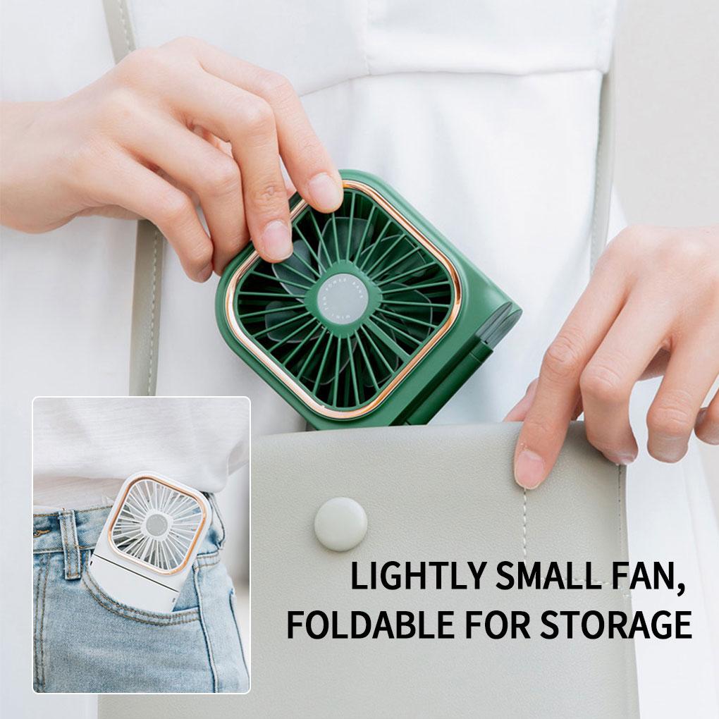 Mini Cooling Fan Foldable Neck Hanging Fan USB Adjustable Rechargeable Air Cooler Phone Holder 3 Gears Summer Cooling Fan