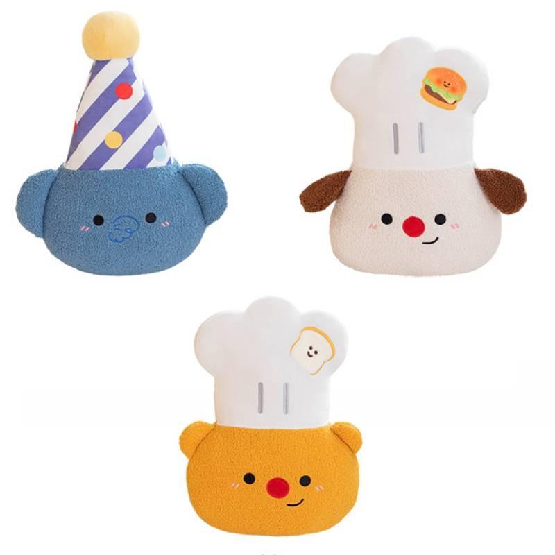 Chef Bear Dog Birthday Hat Elephant Plush Toy Stuffed Doll Decoration Gift Kids