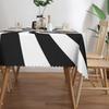 Funny Swirl Stripes Black White Tablecloth, Modern Geometric Rectangular Washable Table Cover for Dining Kitchen Party
