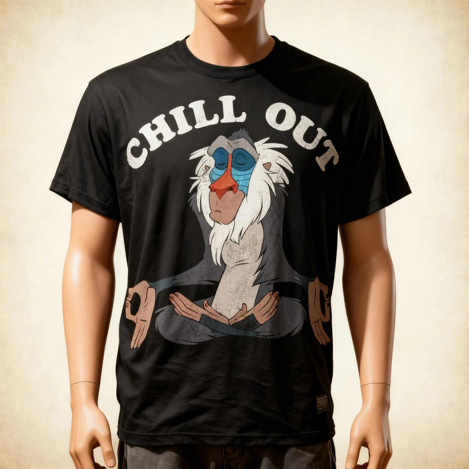 Lion King Rafiki Chill Out Meditation Graphic T-Shirt L