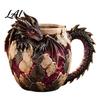 Tabletop Display Ornament Fantasy Dragon Egg Mug Stainless Steel Liner 3D Relief Baby Theme Party Props Coffee Cup Realistic Resin Desktop for Home