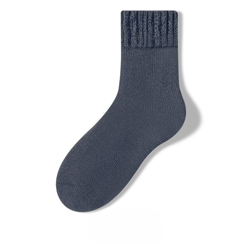 Super Thick Cold-proof Wool Socks for Men, Winter Mid-calf Socks with Fleece and Thickened Warmth, Long Calf Floor Socks