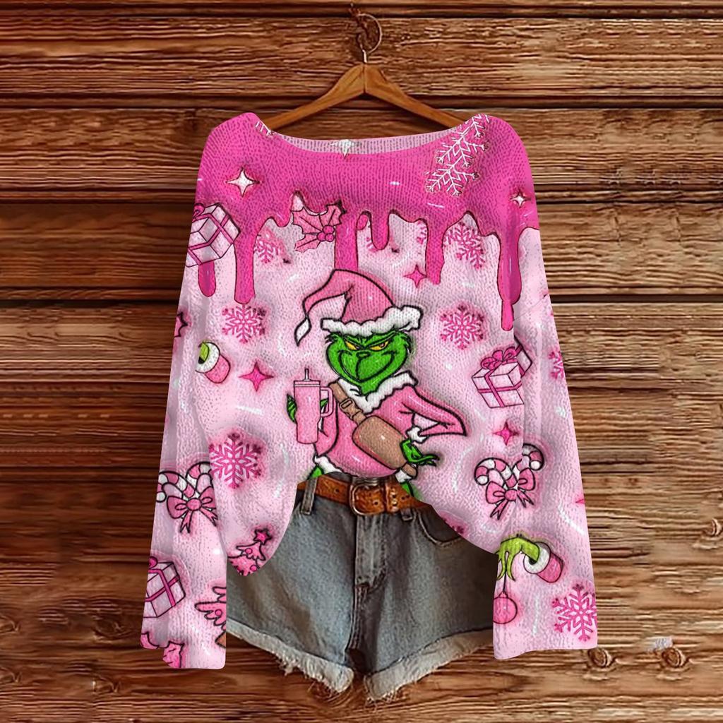Christmas Sweatshirts For Women Knit Sweater Cute Shirt Fall Crewneck Pullover Tops