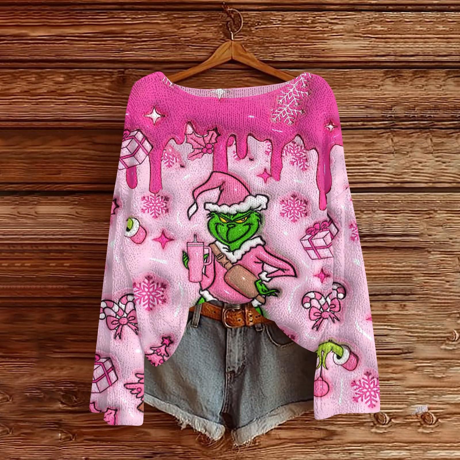 

Рождественские толстовки для детей, вязаные свитера для мальчиков и девочек, симпатичные рубашки, осенние свитера с круглым вырезом, топы 140 розовый