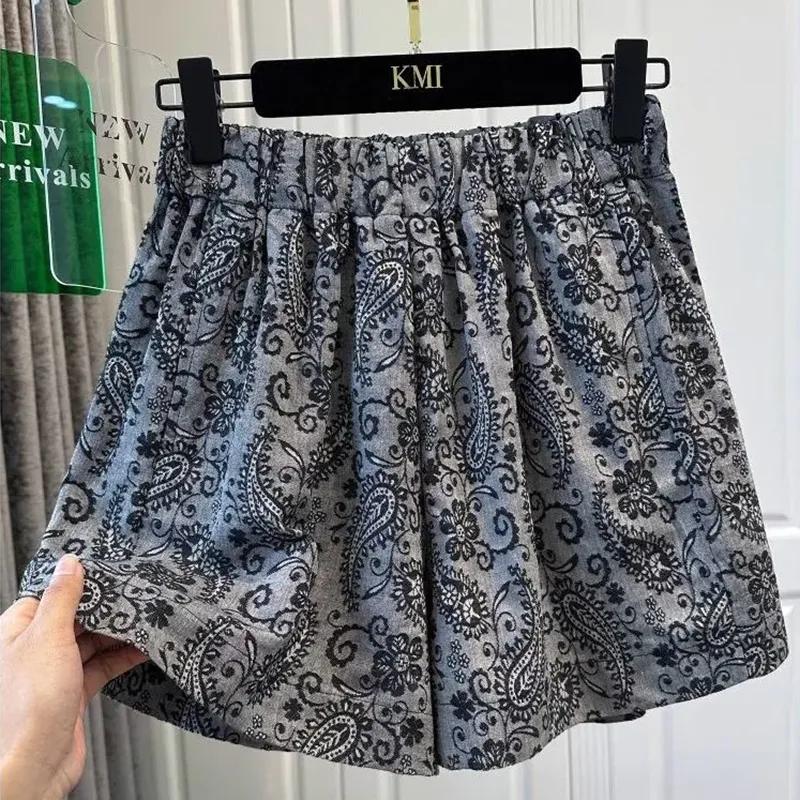 

Shorts Pants Women Summer Cotton Vintage Loose Large Size Casual Wide Leg Pants Shorts L сірий