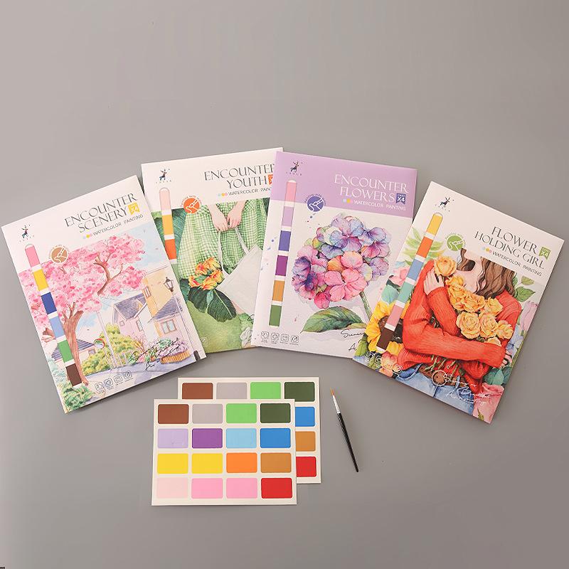 Watercolor Coloring Book Decompression Drawing Doodle Cartoon Self-painting Paper