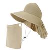 Summer Outdoor Sun Hat With Large Brim And Removable Face Mask For Women