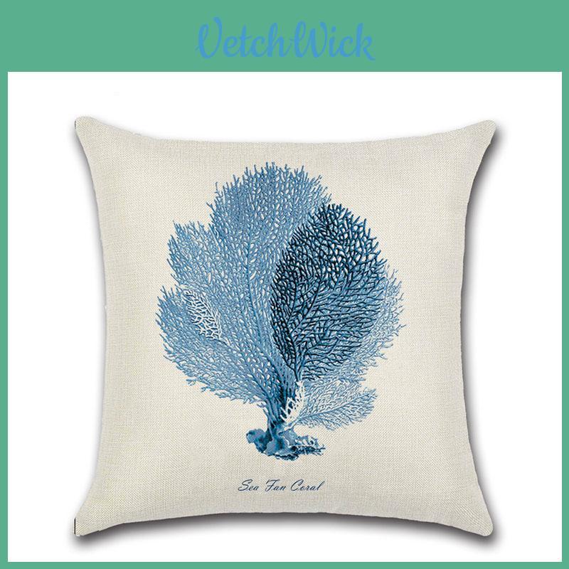 Elegant Marine Organism Patterns Pillow Case For Home Sofa Bed Decor Square Cushion