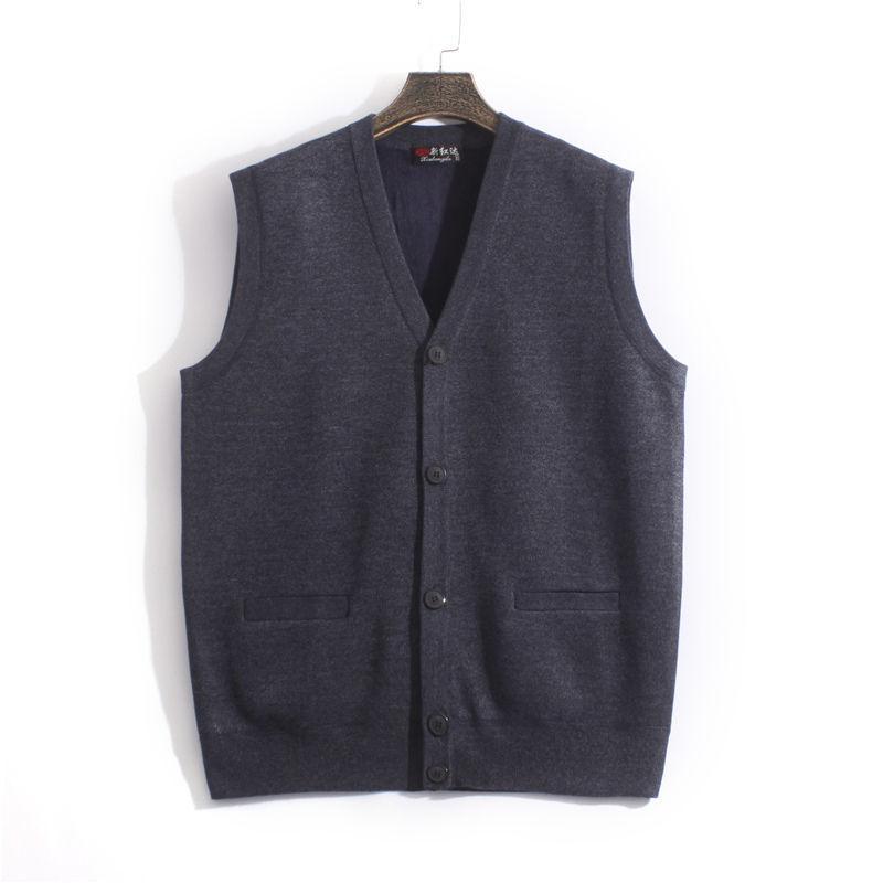 Gilet Épais pour Hommes d'Âge Moyen et Personnes Âgées, Gilet Pull, Automne Hiver, Col en V, Cardigan, Gilet, Tricoté en Laine