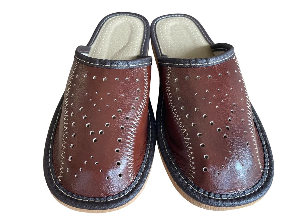 Brown men's silent shoes, men's Zakopane slippers 41