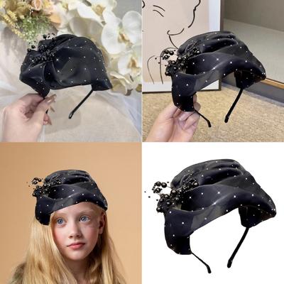 Fascinator Headband Hat for Women Halloween Headwearear with Beaded Hair Accessory Headpiece Hair Decoration for Party