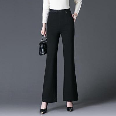 Women's High Waist Black Stretch Micro Flare Pants - Slim Fit for Spring/Autumn 2026