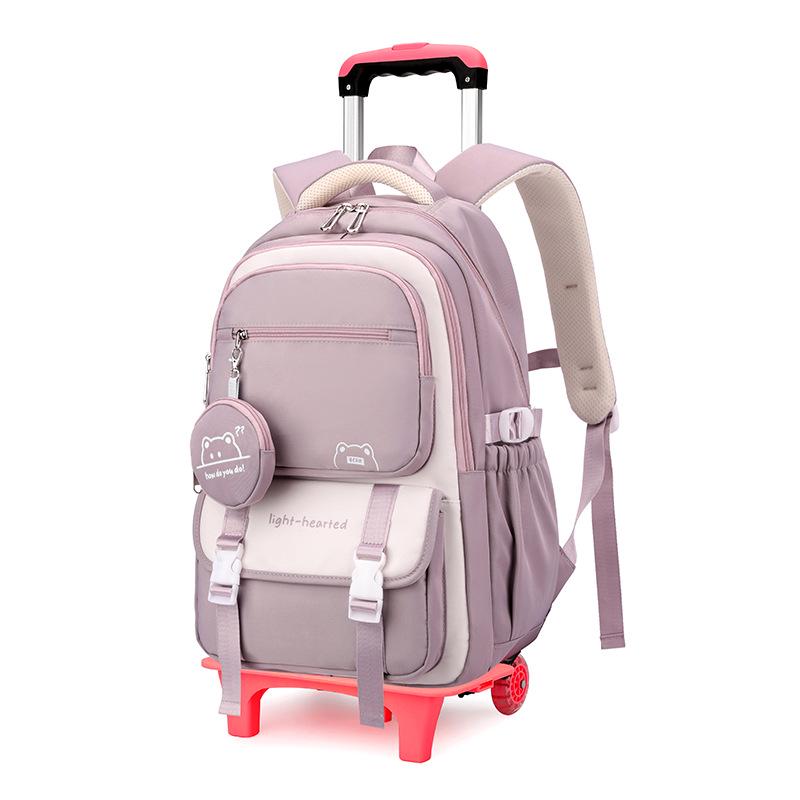 Natural Fish Design Trolley Backpack for Middle School Girls - Large Multi-Layer Capacity