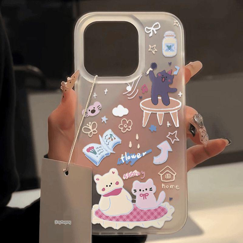 Music Kitten Frosted Soft Phone Case for iPhone 13-17 Pro Max