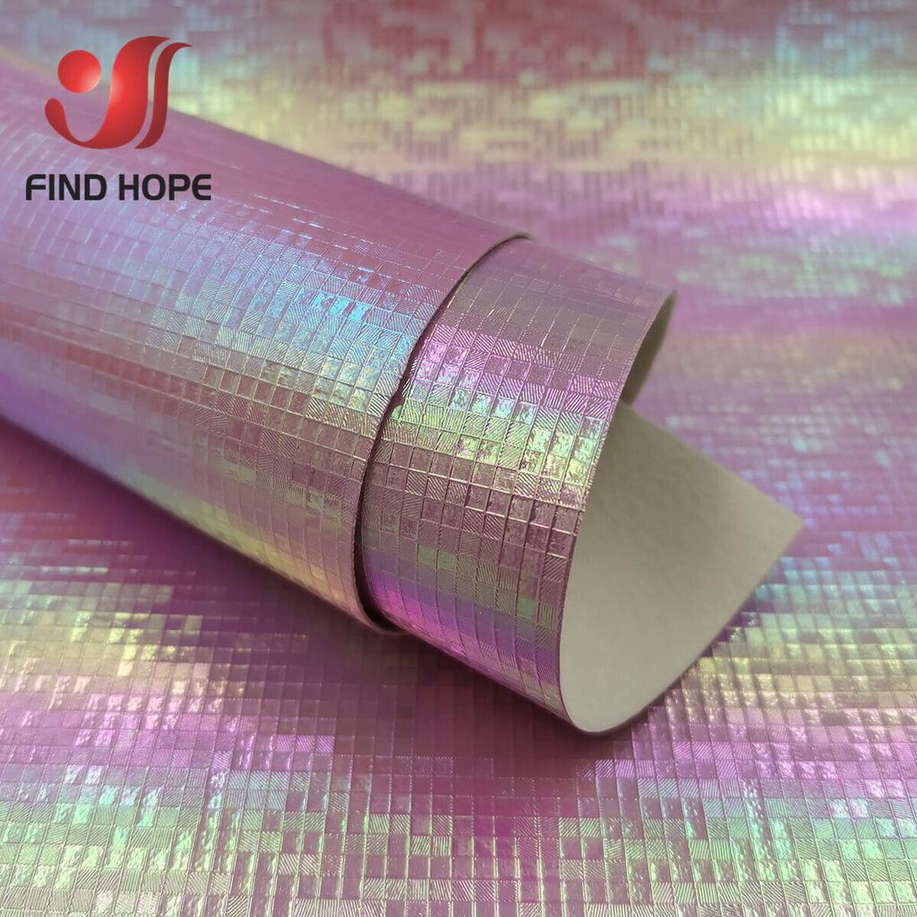 A5 A4 Laser Hologram Iridescent PU Faux Leather Sewing Fabric MOSAIC Hightlight Gradient Handmade Bow Shoes Craft DIY Material