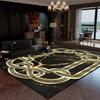 Alfombra de Mármol con Rayas Doradas para Decoración de Sala de Estar Hogar Dormitorio Mesita de Noche Alfombras Suaves Grandes Oficina Antideslizante Lavable Felpudo