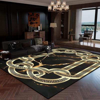 Alfombra de Mármol con Rayas Doradas para Decoración de Sala de Estar Hogar Dormitorio Mesita de Noche Alfombras Suaves Grandes Oficina Antideslizante Lavable Felpudo
