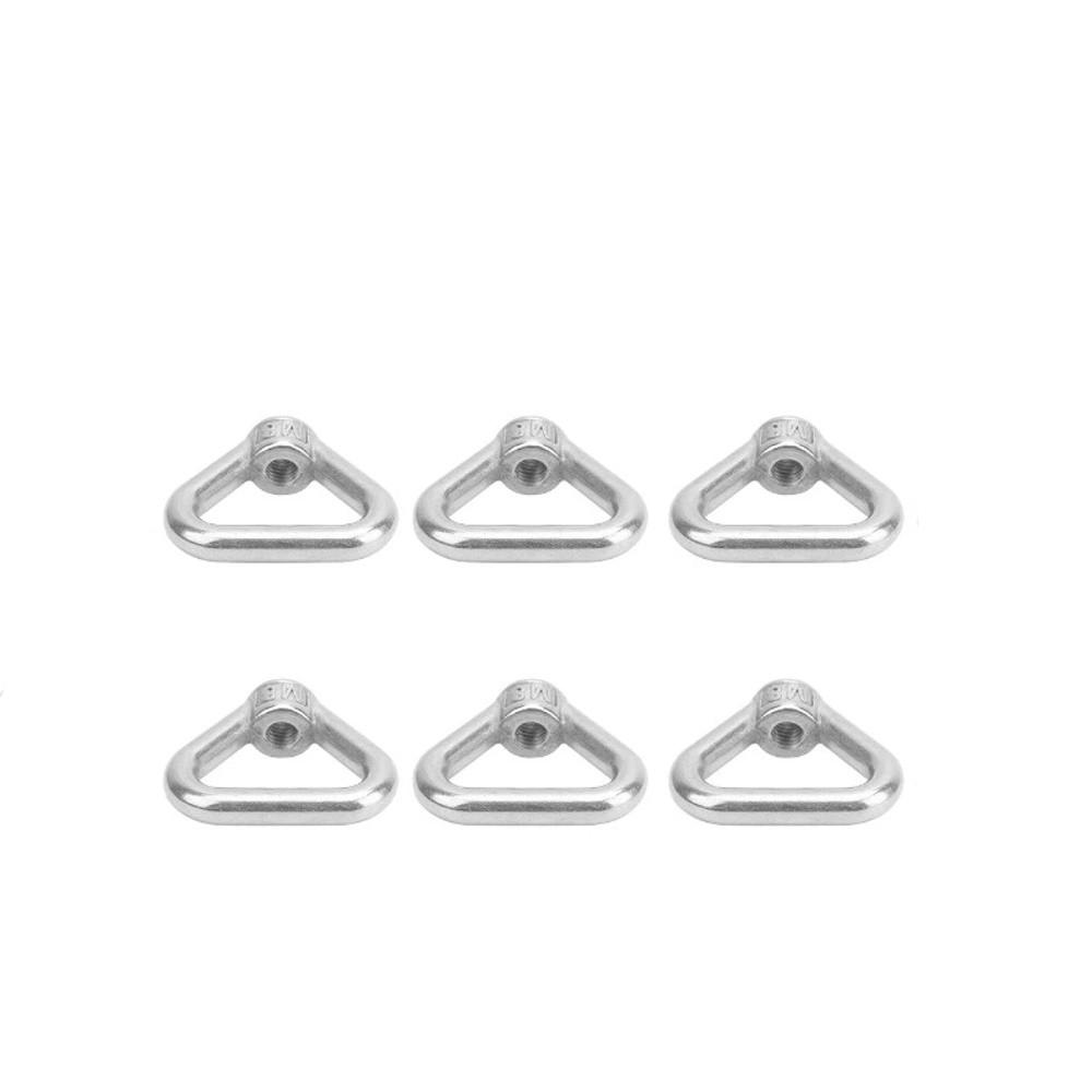 6 pcs M8 Thread Lifting Eye Nut Silver Triangle Shape Triangle Ring Nut Female Thread 304 Stainless Steel Eye Bolt Nut