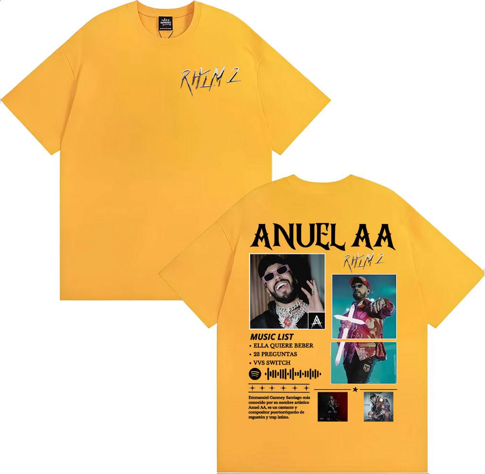 Rapper Anuel AA Rhlm 2 Album 2025 Merch Tshirts for Unisex Women Fashion Gothic Vintage T Shirt Oversized Cotton Tshirt Streetwear