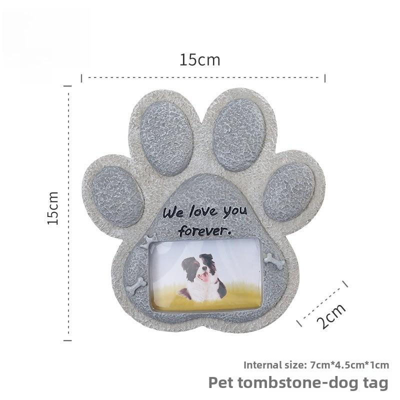 Creative Dog and Cat Footprint Tombstone Figurines Made of Resin, Craftwork for Pets, Memorial Monument, Tombstone, Tomb Plaque