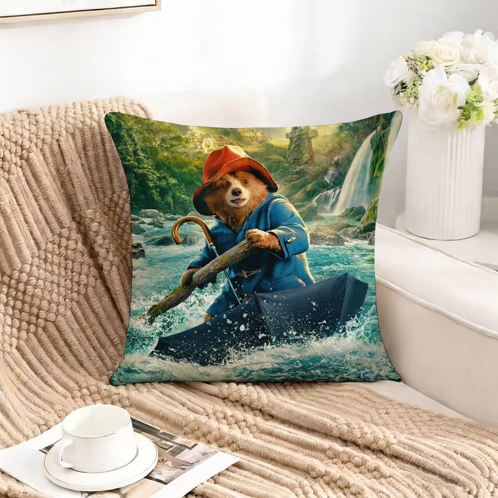 Classic P-Paddington B-Bear-Es Square Double-Sided Printed Pillow Case Bedroom Bedside Pillow Sofa Cushion Cover