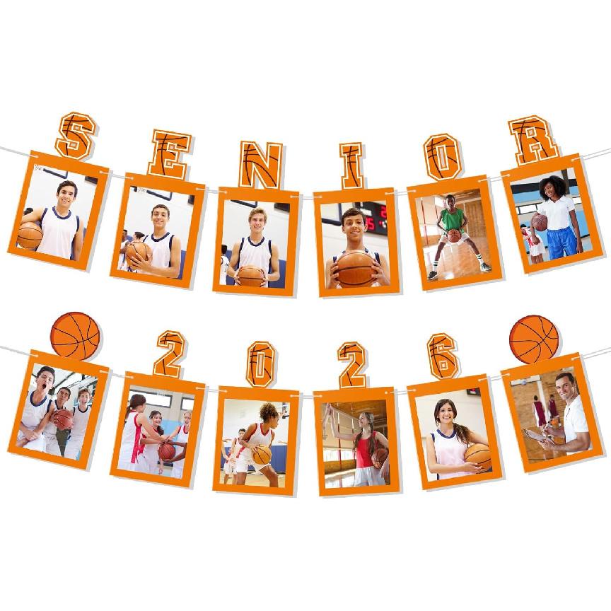 Senior Night Party Decorations Basketball Graduation Decorations Senior 2026 Photo Banners Hanging Ornament for High School College Graduation Sport Basketball оранжевый