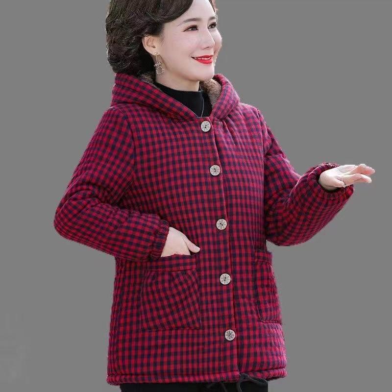 Women's Coat Tops Add Velvet Thicken Grain Fleece Winter Jacket Loose Hooded Keep Warm Outerwear