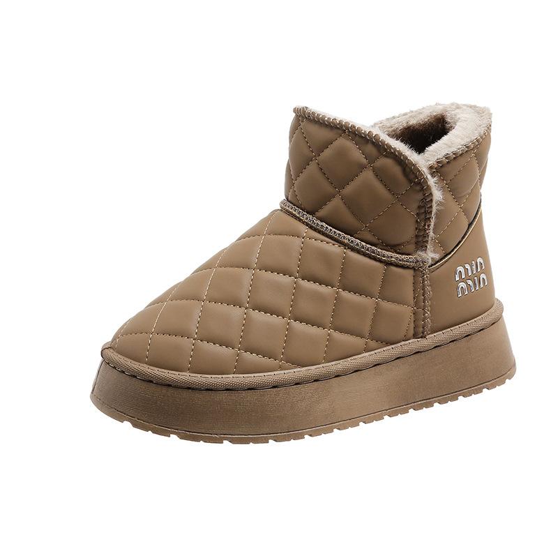 

Женские зимние ботинки больших размеров, повседневные, короткие, из бисквита, на толстом каблуке, из бархата и меха, из хлопка, Lingge Shoes 36-41 40 хаки