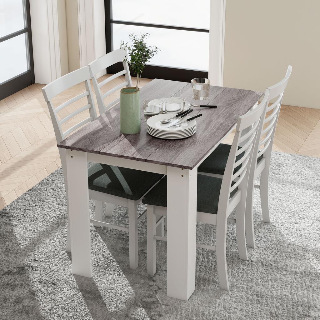 Dining Table For 4 6 People Kitchen Table With Wood Effect For Dining Room Grey